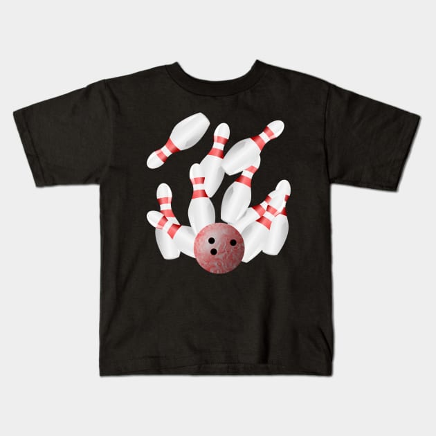 Ten Pin Bowling Strike Kids T-Shirt by mailboxdisco